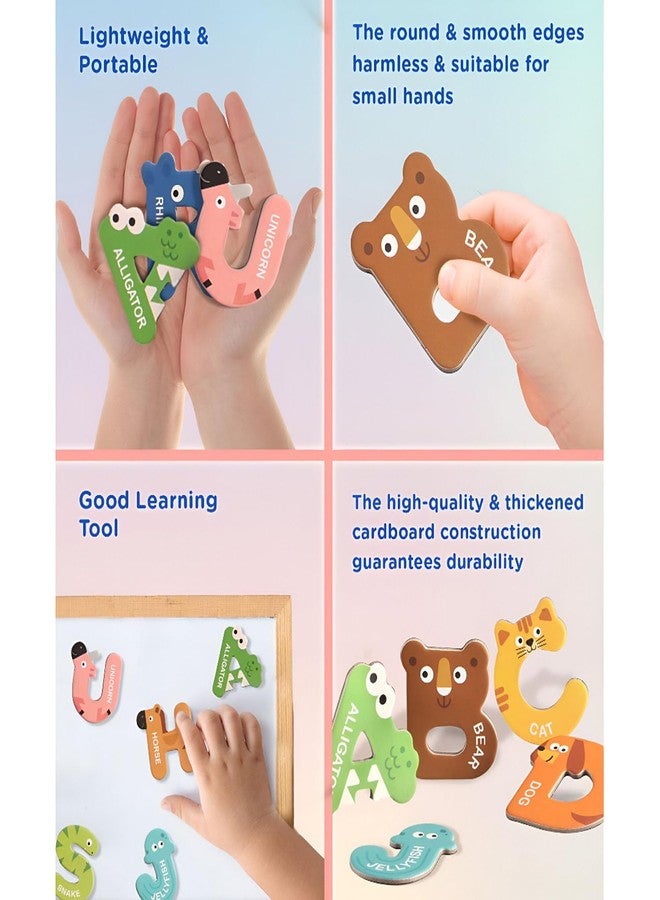 GITGRNTH 26-Piece Magnetic Animal Alphabet Set | Educational Theme Puzzle Set, Uppercase Letters with Animal Illustrations, Magnet for Fridge & Whiteboard - Perfect for Toddler,Girls, boys Age 3+ Year - Image 4